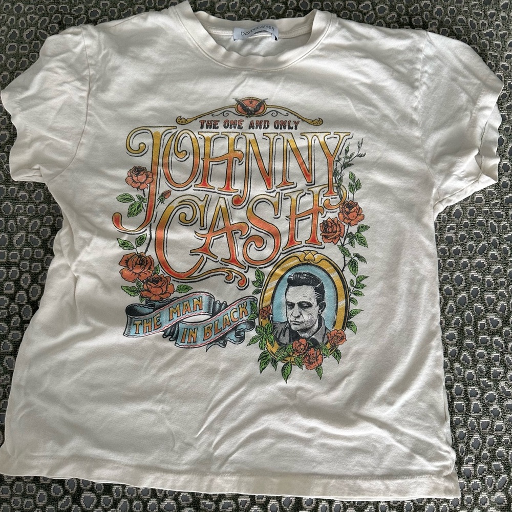 Daydreamer Johnny Cash Graphic T-Shirt - Cream